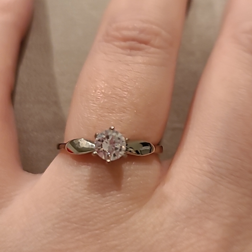 Cubic zirconia stainless steel delicate ring